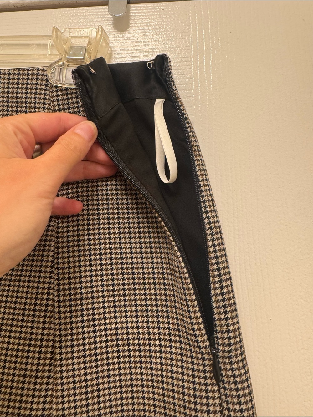 Babaton Houndstooth A-Line Skirt in Black, Cream and Brown - Picture 2 of 6